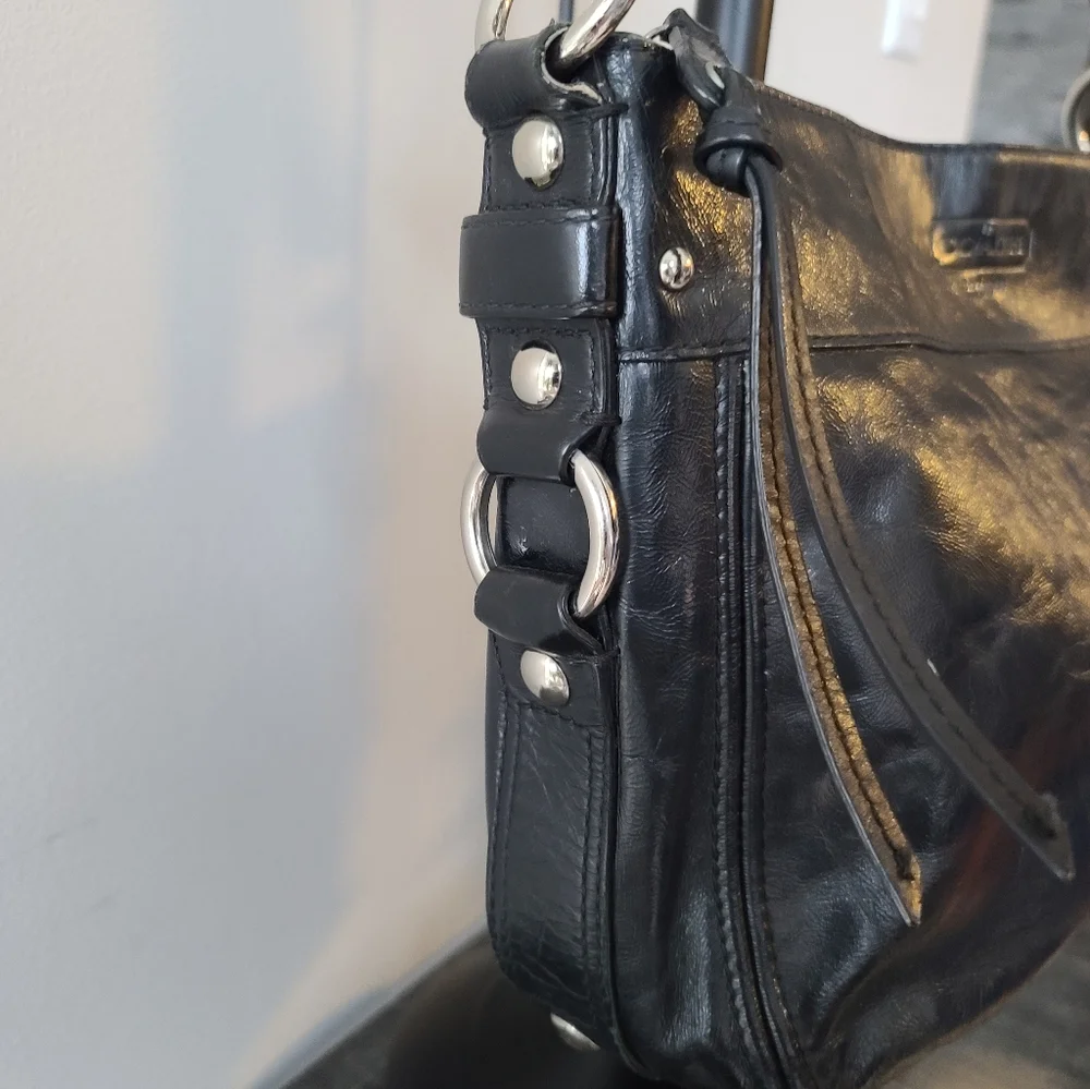 Coach Zoe Black Leather Hobo Shoulder Bag #F15478 - Picture 4 of 14